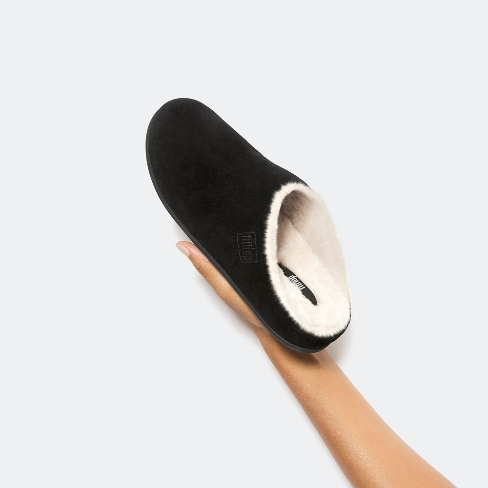 Fitflop Womens Slippers Black - Chrissie Shearling - IG0573816